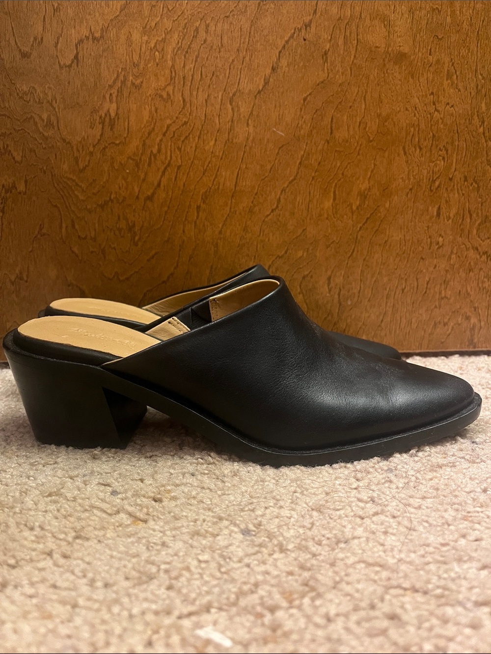 MADEWELL Macarro Black Leather Mule Heels - Women